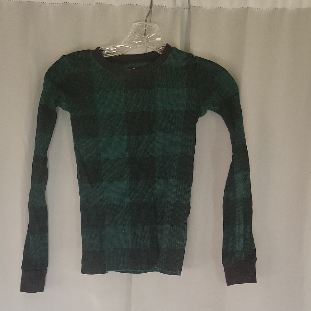 Place Kids Green and Black Plaid Pajama Top